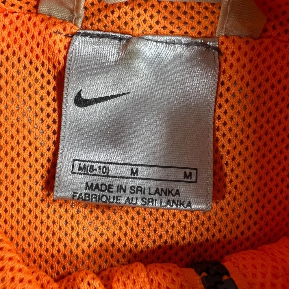 Vintage Nike Jacket Mens Medium Beige‎ Orange Mesh Lined 1/2 Zip Hooded